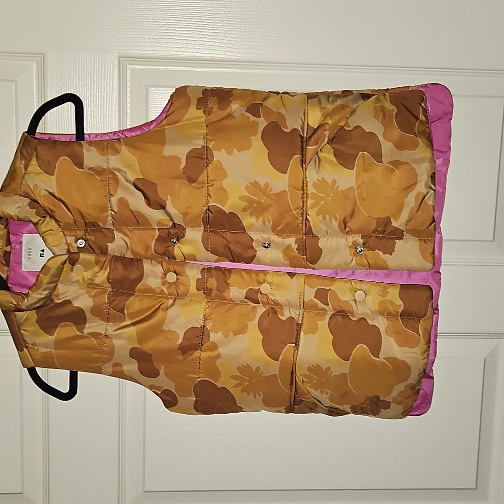 Free Assembly Quilted Vest with Pink Interior